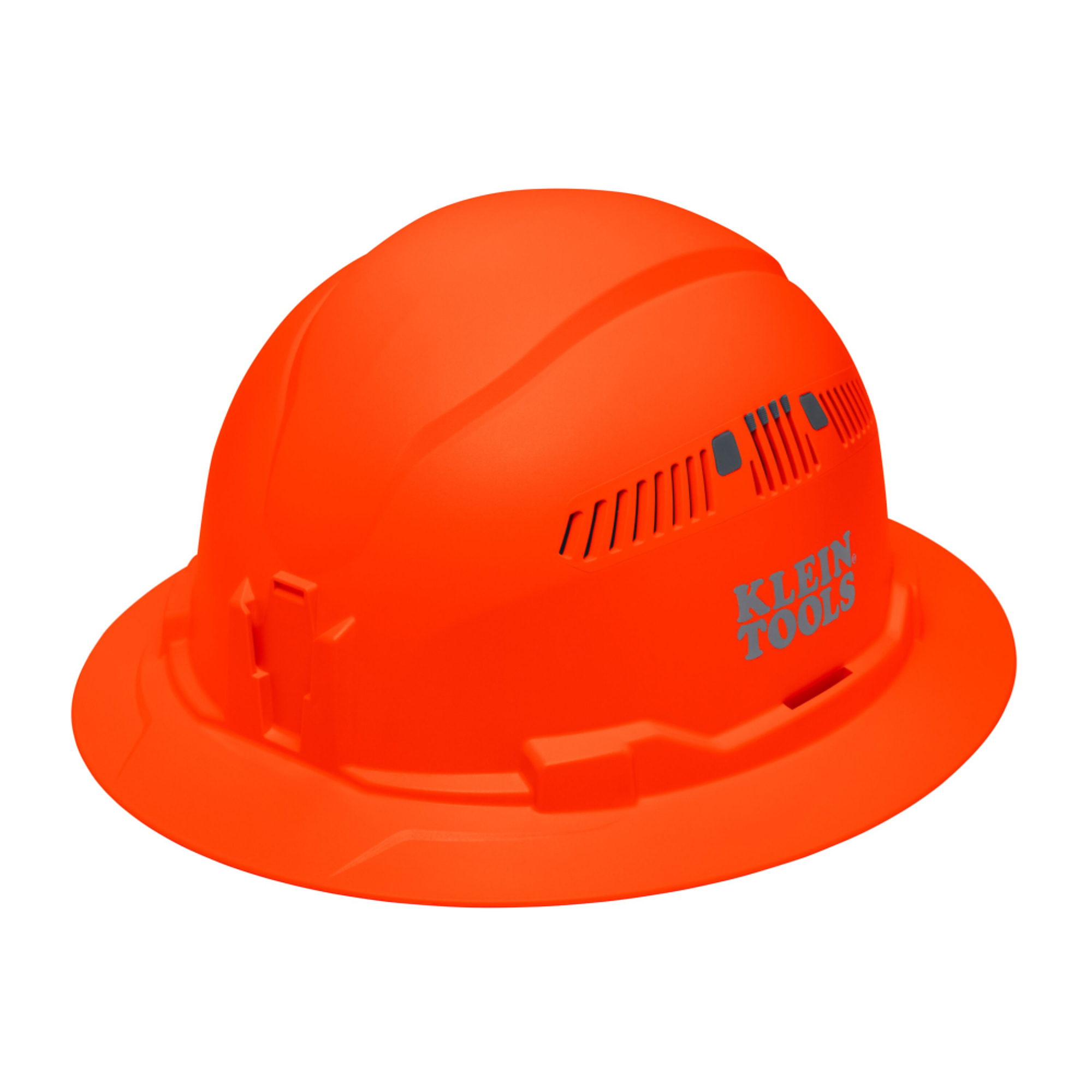 Hard Hat, Vented, Full Brim Style, High Visibility Orange, Klein Tools Model# 60931